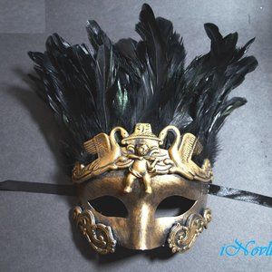 Venetian Costume Mask Swan Angel W/ Feathers